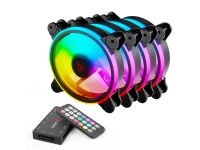 FAN-01 4-pack 120mm ARGB vifte med kontroller og fjernkontroll