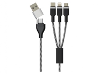 Sinox PRO X 6-i-1 kabel med Lightning, USB C og Micro USB. 1m. Braided PC tilbehør - Kabler og adaptere - Datakabler