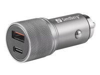 Sandberg - Bilstrømadapter - 48 watt - 3 A - Quick Charge 3.0 - 2 utgangskontakter (USB, 24 pin USB-C) Tele & GPS - Batteri & Ladere - Billader