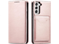 Hurtel Magnet Card Case Deksel for Samsung Galaxy S22+ (S22 Plus) Dekselkort Lommebok Kortstativ Rosa N - A