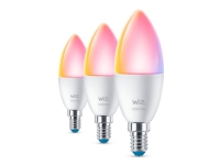 WiZ - LED-lyspære - form: C37 - E14 - 4.9 W (ekvivalent 40 W) - klasse F - RGB-lys - 2200-6500 K - matt (en pakke 3) Smart hjem - Smart belysning - Smart pære - E14