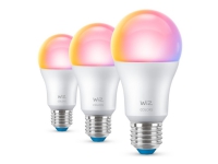WiZ Colors - LED-lyspære - form: A60 - E27 - 8.5 W (ekvivalent 60 W) - klasse F - RGB/varmt til kjølig hvitt lys - 2200-6500 K (en pakke 3) Smart hjem - Smart belysning - Smart pære - E27