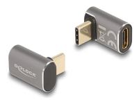 Delock - USB-adapter - 24 pin USB-C (hane) vinklad till 24 pin USB-C (hona) - USB 3.2 / Thunderbolt 3 / DisplayPort 1.4 - 20 V - 5 A - USB-strömförsörjning (100W), Stöd för Power Delivery 3.0, upp till 40 Gbps dataöverföringshastighet - antracit