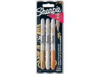 Marker Sharpie Metallic 1,4 mm permanent med 3 stk. ass. guld/sølv/bronze