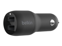 Belkin BoostCharge Dual Charger - Bilstrømadapter - 24 watt - 4.8 A - 2 utgangskontakter (USB) - svart Tele & GPS - Batteri & Ladere - Billader