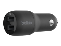 Belkin BoostCharge Dual Charger - Bilstrømadapter - 24 watt - 4.8 A - 2 utgangskontakter (USB) - svart