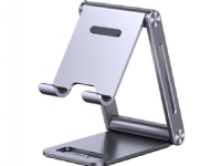 Ugrønt sammenleggbart metallstativ i aluminium for telefon nettbrett grå (LP263 80708)