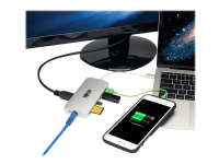 Tripp Lite USB C Docking Station, 4K @ 30 Hz, HDMI, Thunderbolt 3, USB-A Hub, PD Charging, SD/Micro SD, GbE, USB Type C, USB-C - Dockningsstation - USB-C 3.1 / Thunderbolt 3 - HDMI - 1GbE