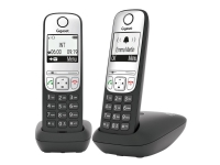 Gigaset A690 Duo - Trådlös telefon med nummerpresentation - ECO DECTGAP - 3-riktad samtalsförmåg - svart + 1 extra handuppsättning