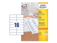 Avery Copier Labels - Permanet adhesiv - hvit - 37 x 105 mm 1600 etikett(er) (100 ark x 16) adresselapper Papir & Emballasje - Emballasje - Etiketter og etiketter