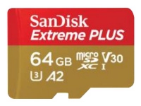 Bilde av Sandisk Extreme Plus - Flashminnekort (microsdxc Til Sd-adapter Inkludert) - 64 Gb - A2 / Video Class V30 / Uhs-i U3 / Class10 - Microsdxc Uhs-i
