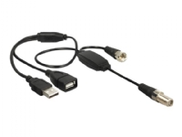 Delock - Antennekabel - F-kopling hann til F-kopling, USB (kun strøm) - 35 cm - koaksial - svart PC tilbehør - Kabler og adaptere - Skjermkabler