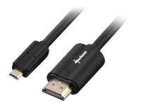 Sharkoon - HDMI-kabel med Ethernet - 19 pin micro HDMI Type D hane till HDMI hane - 1.5 m - skärmad - svart - stöd för 4K