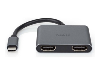 Nedis - Video adapter - 24 pin USB-C hann til HDMI hunn - 10 cm - svart - rund, 4K 30Hz støtte PC tilbehør - Kabler og adaptere - Adaptere
