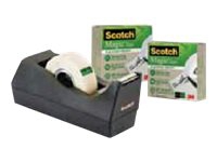 Scotch C38 + Scotch Magic 900 Greener Choice - Dispenser med kontortape (3 ruller) - skrivebord - 19 mm x 33 m - svart dispenser Kontorartikler - Teip & Dispensere - Teipdispenser