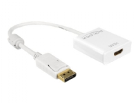 Delock Adapter Displayport 1.2 male > HDMI female 4K Active - Videokonverter - Parade PS171 - DisplayPort - HDMI - hvit - løsvekt PC tilbehør - Kabler og adaptere - Adaptere