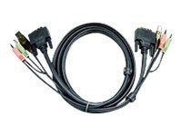 ATEN 2L-7D03UI - Video- / USB / audio-kabel - USB, mini-phone stereo 3.5 mm, DVI-D (hann) til mini-phone stereo 3.5 mm, USB-type B, DVI-D (hann) - 3 m - for ATEN CS1768 PC tilbehør - KVM og brytere - Tilbehør
