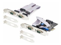 StarTech.com 4-Port Serial PCIe Card, Quad-Port PCI Express to RS232/RS422/RS485 (DB9) Serial Card, Low-Profile Bracket Incl., 16C1050 UART, TAA-Compliant, For Windows/Linux, TAA Compliant - Level-4 ESD Protection (PS74ADF-SERIAL-CARD) - Seriell adapter - PCIe låg profil - RS-232 x 4 - svart - TAA-kompatibel