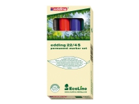 edding EcoLine 22 - Markør - permanent - svart, rød, blå, grønn - 1-5 mm (en pakke 4)