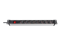Produktfoto för brennenstuhl Premium-Alu-Line - Effektband (kan monteras i rack) - utgångskontakter: 8 - 1U - 19 - 2 m sladd - svart, aluminium