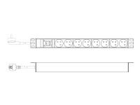 DIGITUS - Effektband (kan monteras i rack) - aluminum profile and switch - AC 250 V - 4000 Watt - ingång: CEE 7/7 - utgångskontakter: 8 (8 x CEE 7/5) - 1U - 19 - 2 m sladd