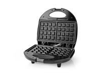 Nedis KAWP200BK, 2 vafler, Rektangulær, Sort, Sølv, Aluminium, Plast, Kraft indikator, 750 W