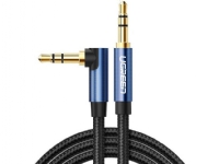 Ugrønn AUX-lydkabel, 3,5 mm vinklet minijackplugg, 2 m blå (AV112)