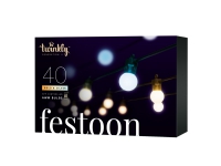 Twinkly Festoon Smart LED Lights 40 AWW (Gold+Silver) G45 bulbs, 20m Smart hjem - Smart belysning - Smarte lamper - Lette lenker