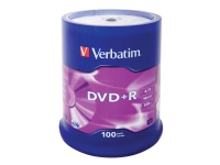 Verbatim - 100 x DVD+R - 4.7 GB 16x - matt sølv - spindel PC-Komponenter - Harddisk og lagring - Lagringsmedium