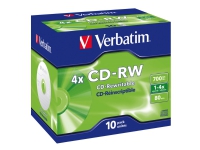 Verbatim - 10 x CD-RW - 700 MB 8x - 12x - CD-eske PC-Komponenter - Harddisk og lagring - Lagringsmedium