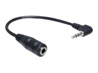 Delock - Audioadapter - stereomikrojakk hann til mini-phone stereo 3.5 mm hunn - 14 cm - svart - vinkelkontakt PC tilbehør - Kabler og adaptere - Lydkabler
