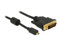 Delock - Adapterkabel - dobbeltlenke - DVI-D hann til 19 pin micro HDMI Type D hann - 1 m - svart PC tilbehør - Kabler og adaptere - Adaptere
