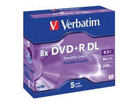 Verbatim - 5 x DVD+R DL - 8.5 GB (240 min) 8x - matt sølv - CD-eske PC-Komponenter - Harddisk og lagring - Lagringsmedium
