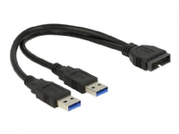 Delock - Intern-til-ekstern USB-kabel - 19-pins USB 3.0-plugg (hann) til USB-type A (hann) - 25 cm - svart PC tilbehør - Kabler og adaptere - Adaptere