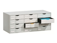 Paperflow - Skuffskap - 12 skuffer - for A4, 240 x 320 mm - grå interiørdesign - Oppbevaringsmøbler - Hengemappevågner