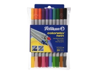 Pelikan Colorella twin C 304 - Dobbelsidig fibertupp-pen - ikke-permanent - for tekstil - assorterte farger - 1-2 mm (en pakke 10) Skriveredskaper - Fiberpenner & Finelinere - Fiberpenner