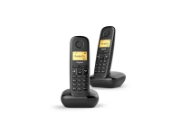 Gigaset A270 Duo, DECT telefon, Trådløst håndsett, Høytalertelefon, 80 oppføringer, Ringe-ID, Svart