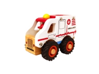 Ambulance i træ m. gummihjul/ Wooden ambulance w. rubber wheels Leker - Radiostyrt - Biler og utrykningskjøretøy