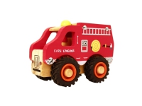 Brandbil i træ m. gummihjul/ Wooden fire engine w. rubber wheels Leker - Radiostyrt - Biler og utrykningskjøretøy