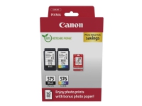 Canon PG-575/CL-576 Photo Paper Value Pack - 2-pack - svart, farge (cyan, magenta, gul) - original - hengeboks - blekkpatron/papirsett - for PIXMA TR4750i, TR4751i, TR4755i, TS3550i, TS3551i