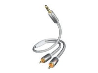 in-akustik Premium Audio - Lydkabel - minijakk hann til RCA x 2 hann - 1.5 m - dobbeltisolert - hvit, sølv