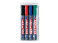 edding 363 board - Markør - for brett - svart, rød, blå, grønn - fargeblekk - 1-5 mm (en pakke 4) Skriveredskaper - Markør - Whiteboardmarkør