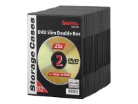 Hama DVD Slim Double-Box - Lagrings-DVD smal jewel case - kapasitet: 2 DVD - svart (en pakke 25) PC-Komponenter - Harddisk og lagring - Medie oppbevaring