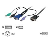 DIGITUS - Tastatur / video / musekabel (KVM) - USB, PS/2, HD-15 (VGA) (hann) til HD-15 (VGA) (hann) - 5 m - svart PC tilbehør - Ladere og batterier - Bærbar strømforsyning