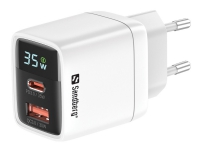 Sandberg - Strømadapter - 2-i-1 - 35 watt - 3 A - PD 3.0, Quick Charge 3.0 - 2 utgangskontakter (USB, 24 pin USB-C) Tele & GPS - Batteri & Ladere - Ladere