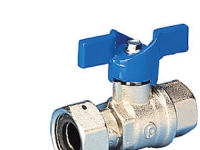 Pettinaroli 3/4'' x 1/2'' - Kuglehane med omløber / muffe. Blåt aluminium T-greb