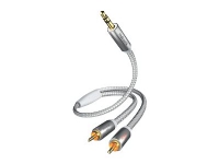 in-akustik Premium Audio - Lydkabel - minijakk hann til RCA x 2 hann - 3 m - dobbeltisolert - hvit, sølv