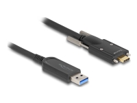 Delock - USB-kabel - USB typ A (hane) till 24 pin USB-C (hane) skruvbar - USB 2.0 - 15 m - Active Optical Cable (AOC), USB 3.2 Gen 2 (Up to 10 Gbps) - svart