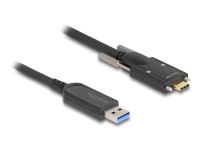 Delock - USB-kabel - USB typ A (hane) till 24 pin USB-C (hane) skruvbar - USB 2.0 - 5 m - Active Optical Cable (AOC), USB 3.2 Gen 2 (Up to 10 Gbps) - svart