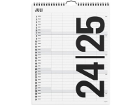 Studie Familiekalender Black and White 5 kolonner 2024/2025 Papir & Emballasje - Kalendere & notatbøker - Kalendere